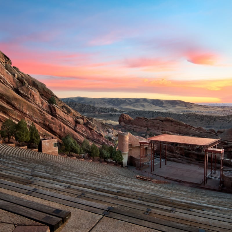 red rock park and ampitheater at sunrise