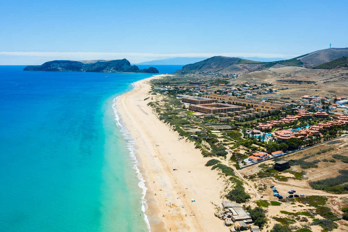 Aerial View Of Porto Santo, An Island In Portugal Part Of The Madeira Archipelago, Western Europe