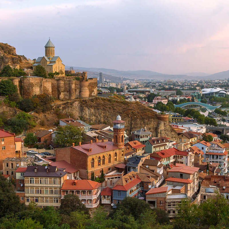 Panoramic View Of Old Town Tbilisi, Georgia, Transcontinental Caucasus Region Between Europe And Asia